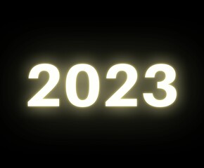 2023 gold glowing on dark background