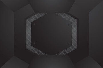 Empty futuristic digital room grey-black background with shape.sci-fi, wireframe, game and related to background.