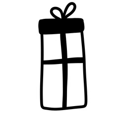 Hand-drawn doodle style gift.  On the theme of New Year, Valentine's Day . Raster illustration