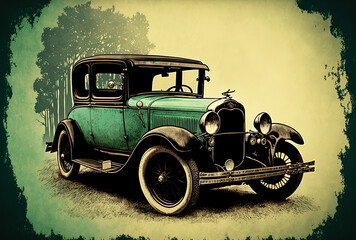 Image of a vintage automobile from the past. old wallpaper. Generative AI