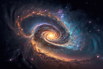 Obraz premium Thousands of millions or billions of stars, together with gas and dust, make up a galaxy. Generative AI