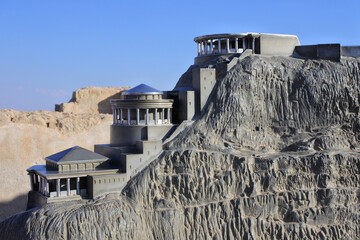 Scaled model of Masada ancient natural fortress in Holy land Israel