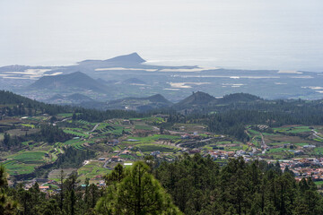 Typical landscape of the southern part of the island of Tenerife. In the background are the...