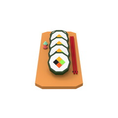 LOW POLY SUSHI ROLL 3D RENDER