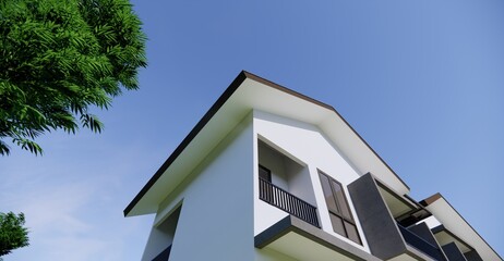3D ILLUSTRATION D-TWIN TROPICAL HOUSE