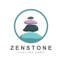 Obraz premium Balance Stone Logo Design, Vector Therapy Stone, Massage Stone, Hot Stone And Zenstone, Product Brand Illustration