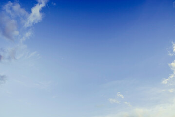 The clear blue sky in the evening