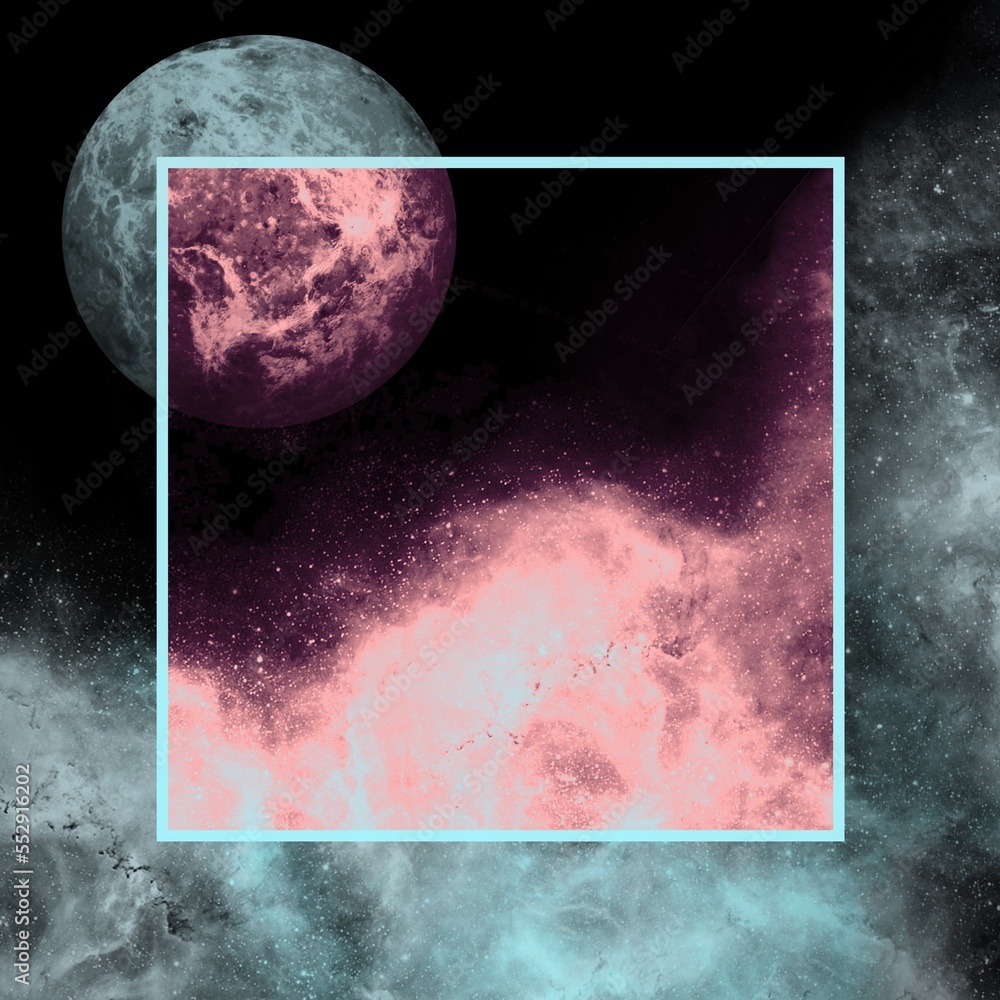 Wall mural abstract frame with glow.in the style of space and planets.template,wallpaper,background with planet