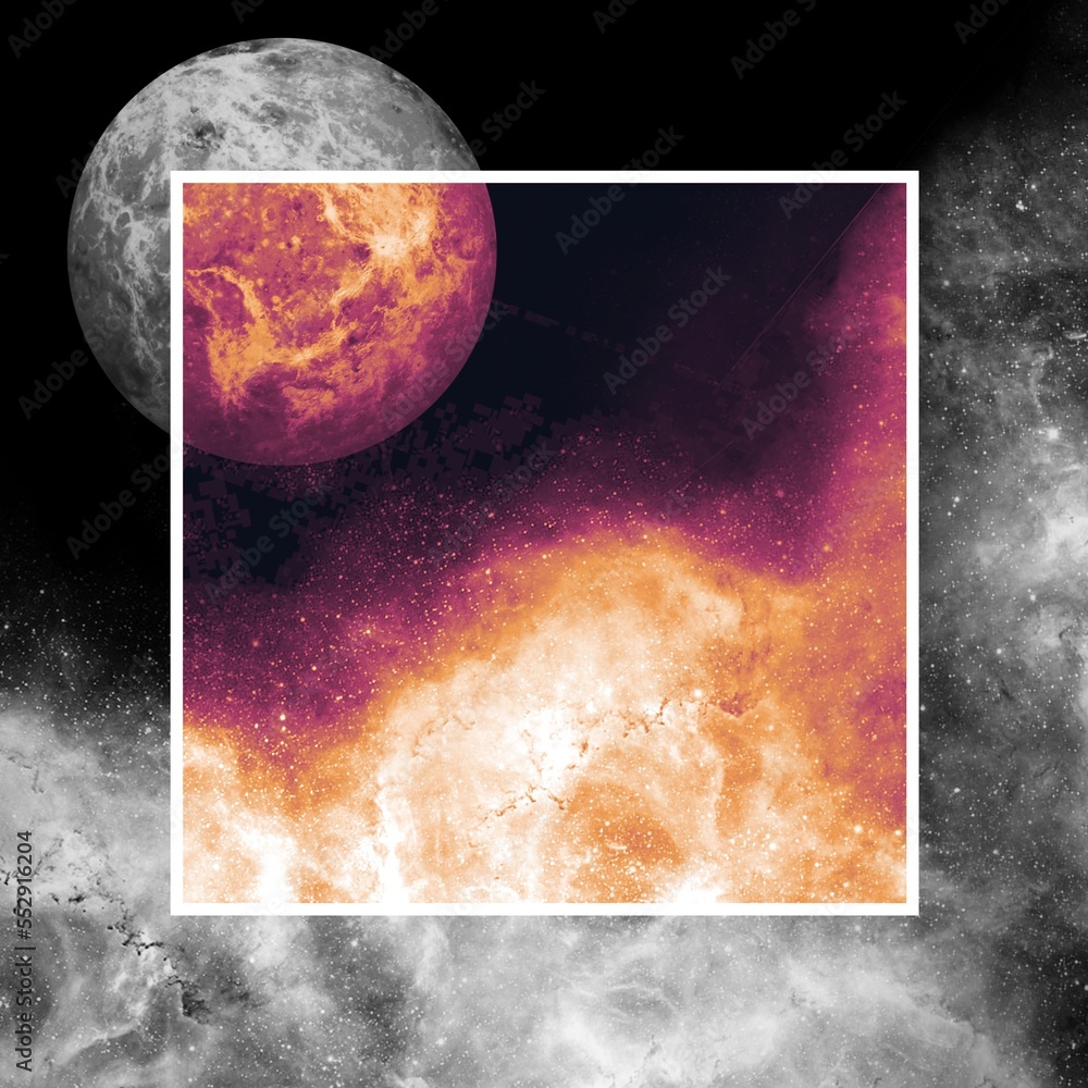 Wall mural abstract frame with glow.in the style of space and planets.template,wallpaper,background with planet