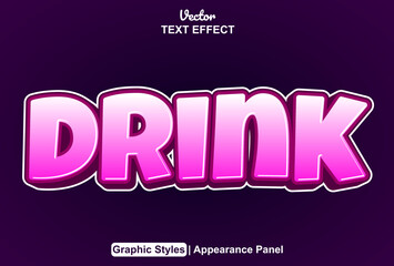drink text effect with graphic style and editable.