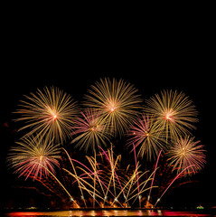 Fototapeta premium Firework Festival at Pattaya City in Thailand that established every year at the end on the month of November 25-26, 2022.