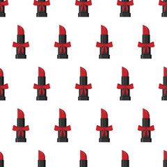 Seamless pattern with red lipstick