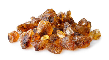 heap of brown caramelized sugar isolated on white
