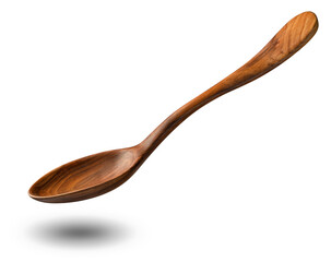 side view of wooden spoon isolated on white background