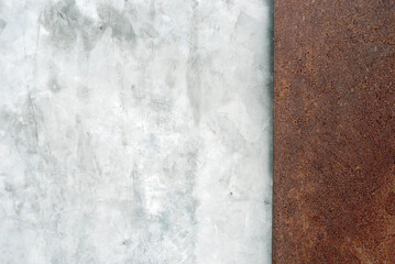 Concrete wall and oxide steel background