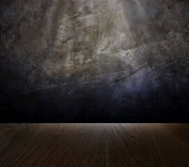 Dark concrete environment with top illumination