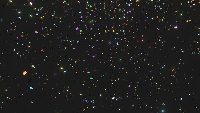 Celebration and inauguration falling 5 million confetti animation on the black background.