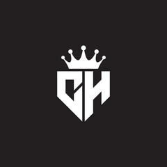 CH or HC letters logo initials monogram shield and crown geometric