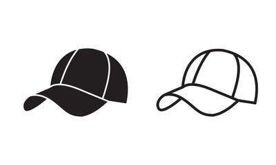 Cricket cap line art and flat icon.