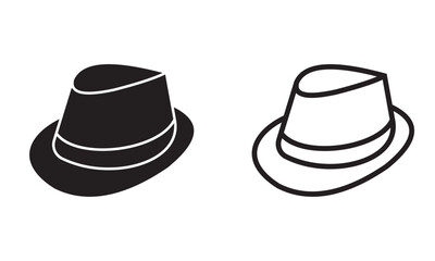 Bucket men's hats isolated . Line art and flat vector design.