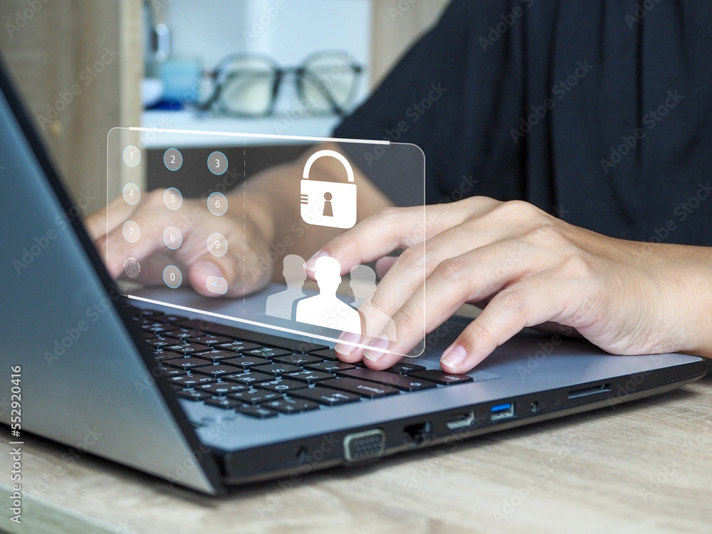 Poster internet network security technology concept cyber attack protection protection of personal data pri