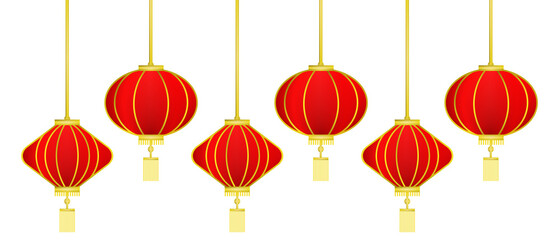 Happy chinese new year decoration red lantern PNG © zakclip
