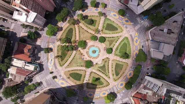 Aerial view of Raul Soares square, Belo Horizonte, Minas Gerais, Brazil. City center.