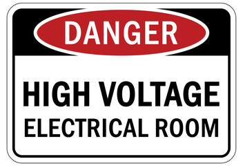 electrical room warning sign and label high voltage
