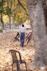 man modeling in fall season