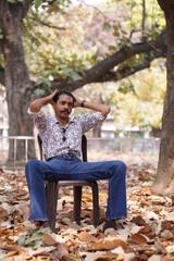 man modeling in fall season