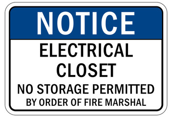 Fototapeta premium Electrical closet sign and label