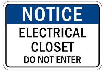 Electrical closet sign and label