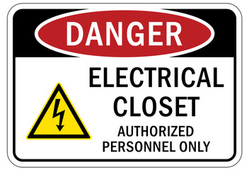 Electrical closet sign and label