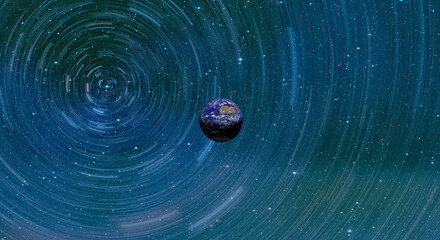 Star trails over the planet earth  