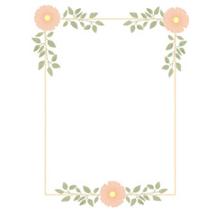 Png illustration of frame with flowers.  Suitable for invitation, wedding, party, birthday, etc