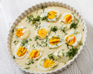 Senfeier, hard boiled eggs in creamy mustard sauce