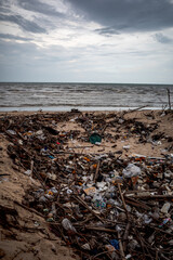 Fototapeta na wymiar Polluted Beach in Chumphon province Thailand