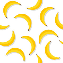 Banana pattern. Repeat banana pattern. Yellow bananas background. Banana print. Yellow palms fruit. Vector illustration