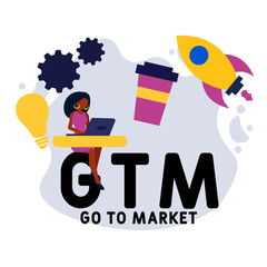 gtm go to market  acronym. business concept background.  vector illustration concept with keywords and icons. lettering illustration with icons for web banner, flyer, landing pag