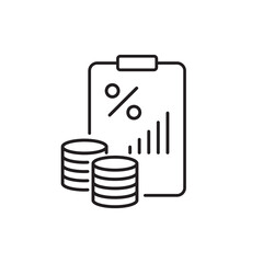 Tax document line icon. Tax rate report sign. Payroll file symbol. Quality design element. Linear style tax document icon