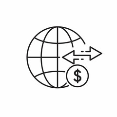 International money transfer pixel perfect linear icon. Get paid from another country. Payment method. Thin line illustration. Contour symbol.