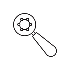 Nanotechnology magnifier icon. Outline nanotechnology magnifier icon for web design isolated on white background