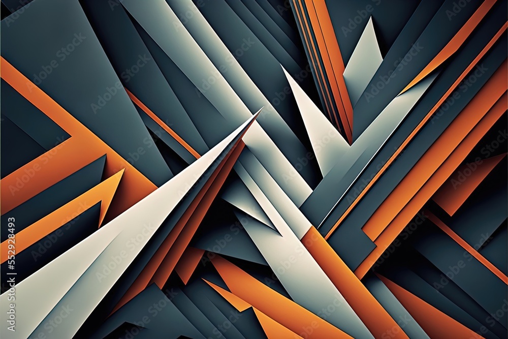 Poster a very colorful abstract painting with a black background and orange accents on the edges of the ima