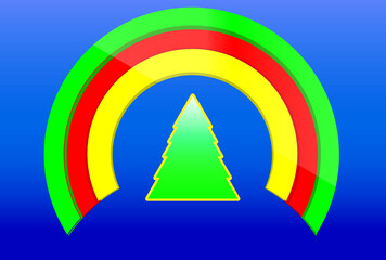 Christmas tree isolated on rainbow background