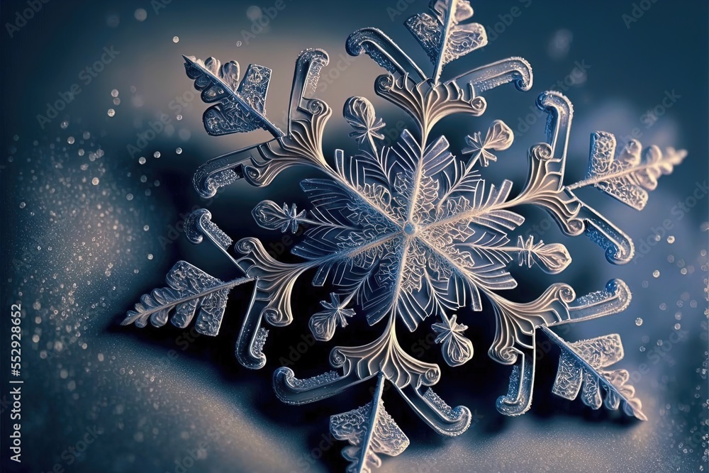 Poster a snowflake is shown in the middle of the image. generative ai