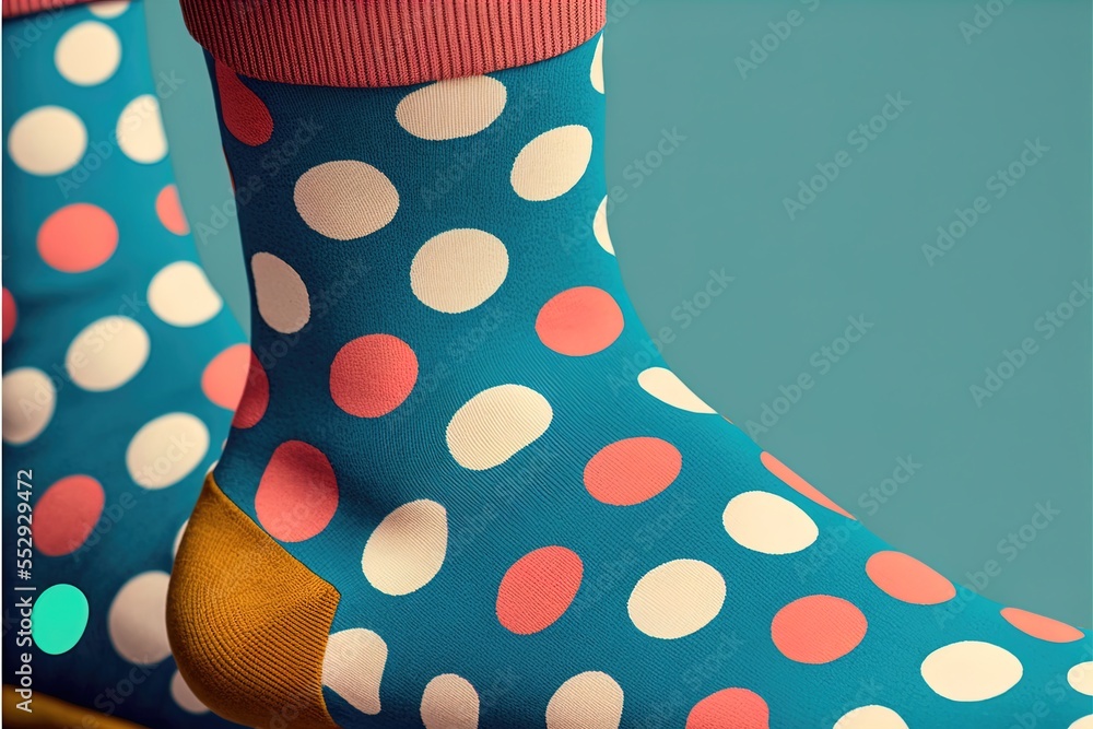 Aufkleber a pair of polka dot socks with a red sock on top of them and a blue sock with a red sock on top. gen