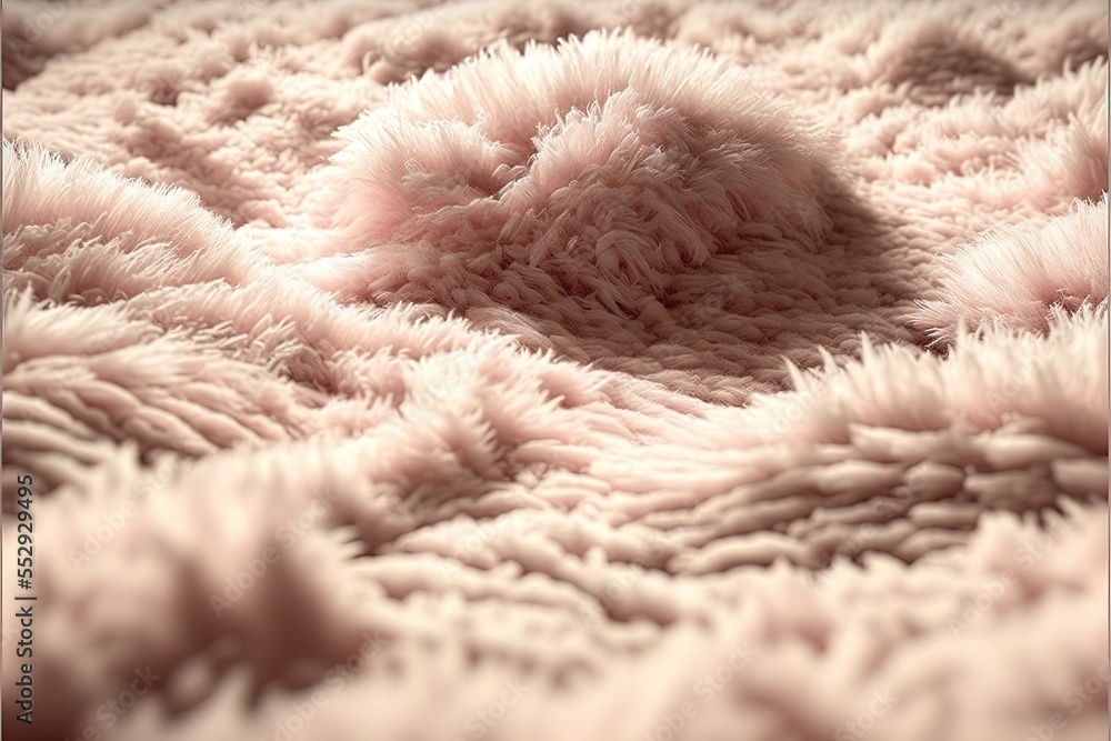 Poster a fluffy pink blanket with a circular design on it's side and a circular object in the middle. gener