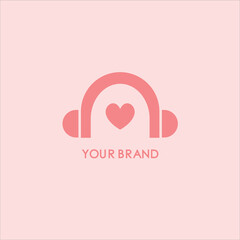 Musical logo with headphones and heart.