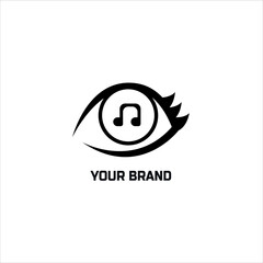 Musical logo with an eye and a melody.