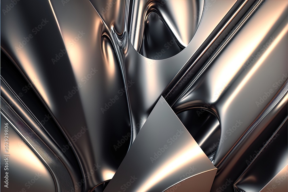 Poster a computer generated image of a metallic object with a brown background and a black background with 